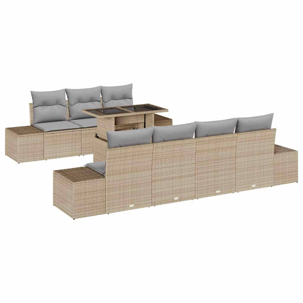 ComfortXL - Salon Bas de Jardin 8 Pièces Poly Rotin Modulable Table Haute/Basse Balcon Beige et Gris clair – ComfortXL Outdoor Living - Image 2