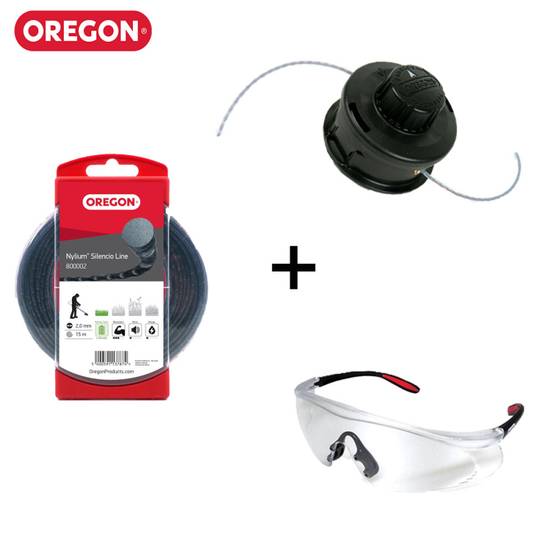 Oregon - Pack OREGON Fil Débroussailleuse Nylium SILENCIO ø2mm, 15m + Tête Universel sans Adaptateur + Lunettes de Sécurité - Image 1
