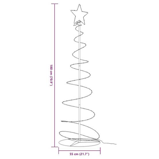 Sapin de Noël Cône Lumineux 180cm Spirale LED 8 Modes pour Jardin Extérieur – ComfortXL Outdoor Living - Image 10
