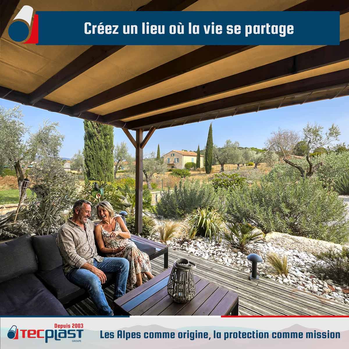 Toile Pergola Beige foncé 4x6 m LP506PR - Garantie 5 ans - Bâche Pergola ou Tonnelle étanche en PVC pour terrasse TECPLAST - Image 3