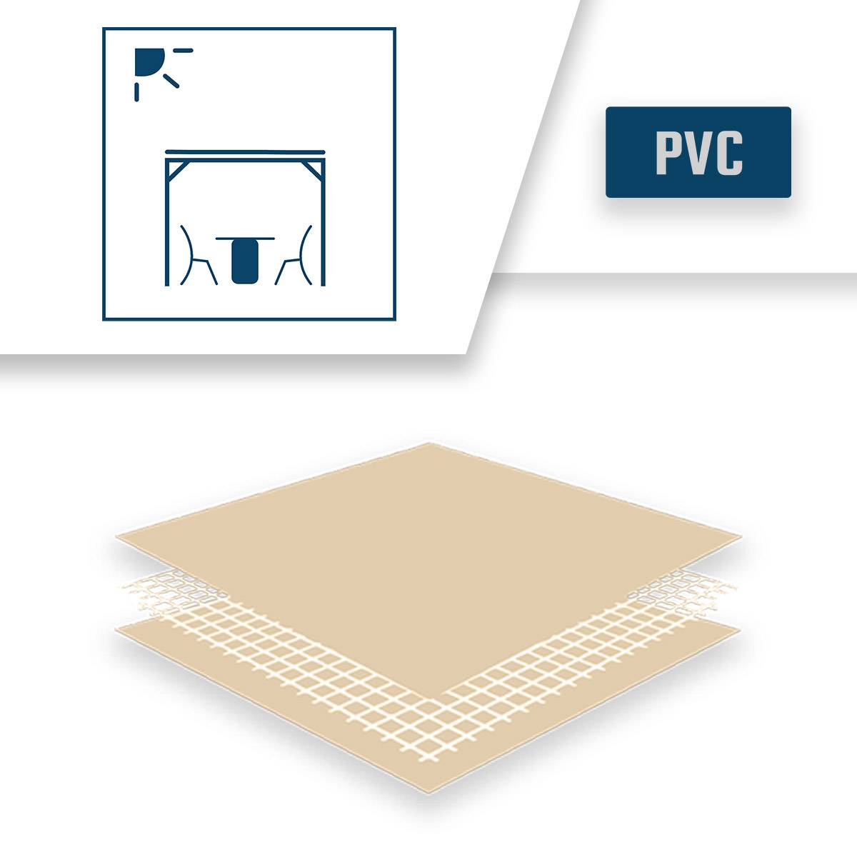 Toile Pergola Beige foncé 4x6 m LP506PR - Garantie 5 ans - Bâche Pergola ou Tonnelle étanche en PVC pour terrasse TECPLAST - Image 9