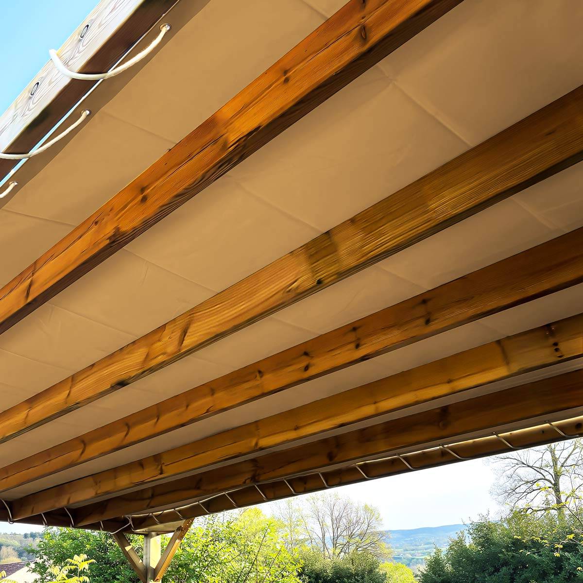 Toile Pergola Beige foncé 4x6 m LP506PR - Garantie 5 ans - Bâche Pergola ou Tonnelle étanche en PVC pour terrasse TECPLAST - Image 1