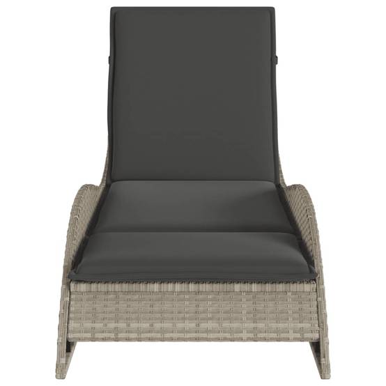 Chaise longue poly rotin avec coussin gris clair 60 x 205 x 73 cm - PANGIVO - Image 4