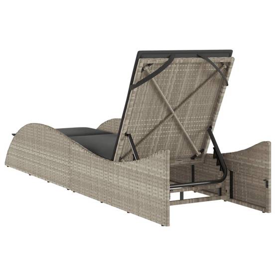 Chaise longue poly rotin avec coussin gris clair 60 x 205 x 73 cm - PANGIVO - Image 6