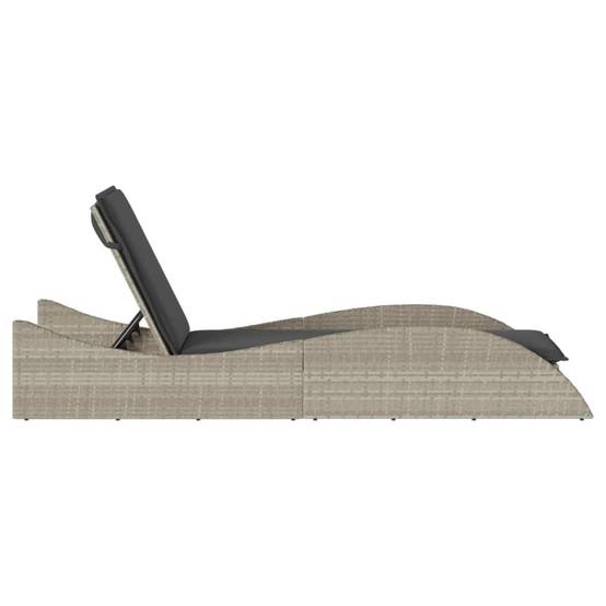 Chaise longue poly rotin avec coussin gris clair 60 x 205 x 73 cm - PANGIVO - Image 5