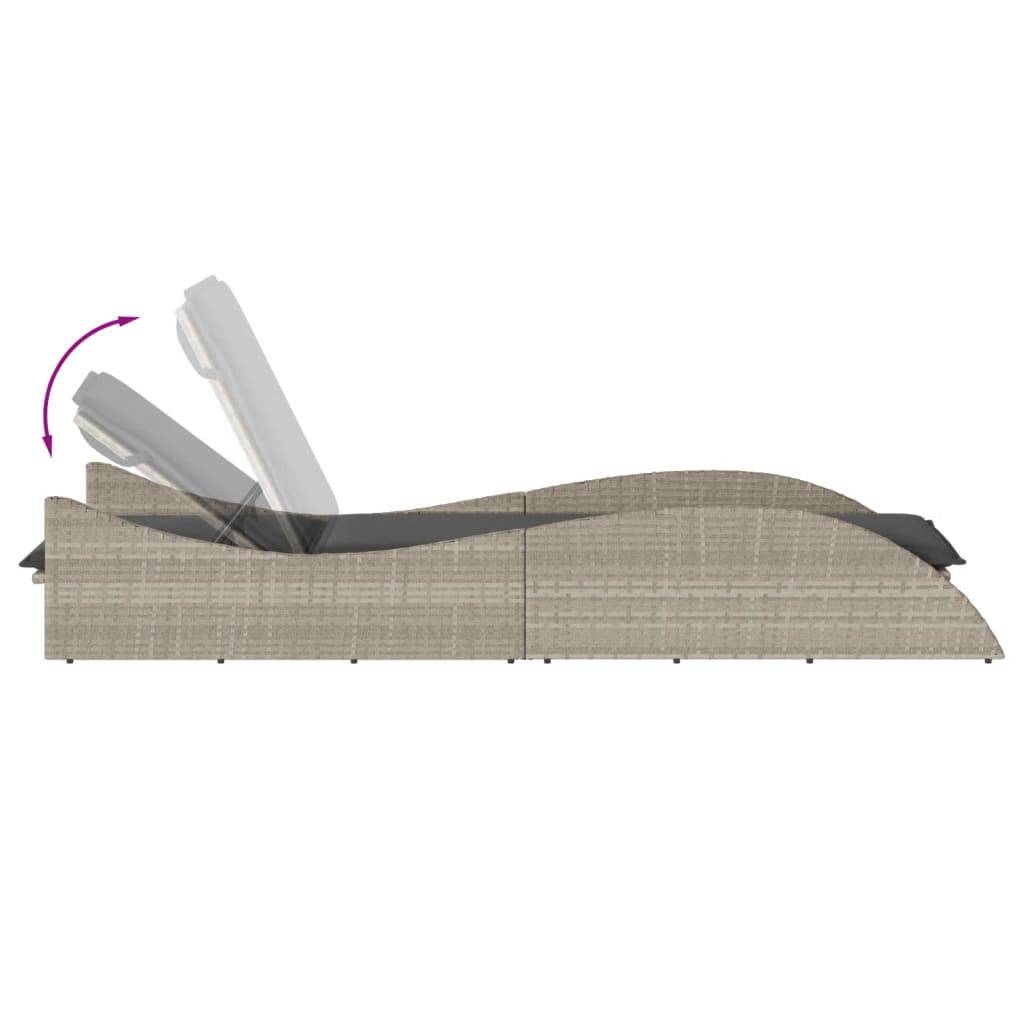 Chaise longue poly rotin avec coussin gris clair 60 x 205 x 73 cm - PANGIVO - Image 7