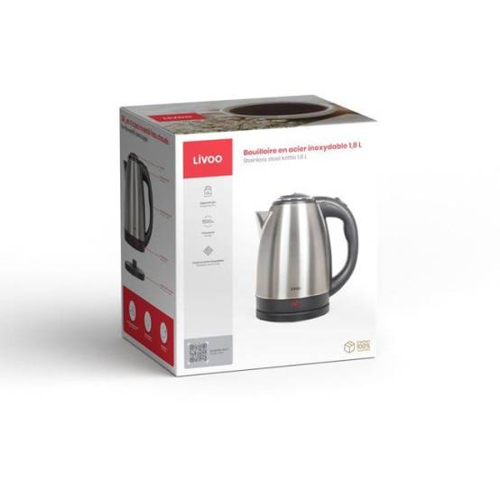 Livoo - Bouilloire Electrique - LIVOO - DOD207 - 1500 W - 1,8 L - Socle 360° - Acier inoxydable - Image 4