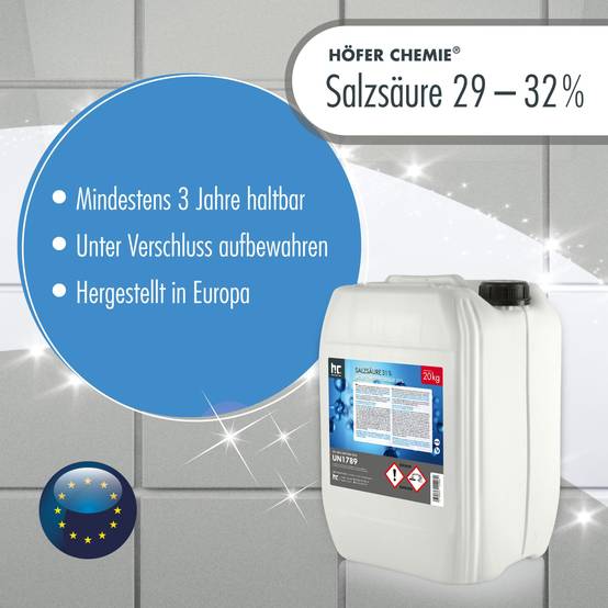Acide chlorhydrique 29-32% Höfer Chemie® en bidon de 20 KG x 2 - Image 2