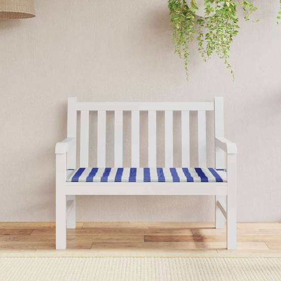 Coussin d'extérieur | Coussin de banc de jardin rayures bleues et blanches 120x50x4cm Maison Chic - Image 2