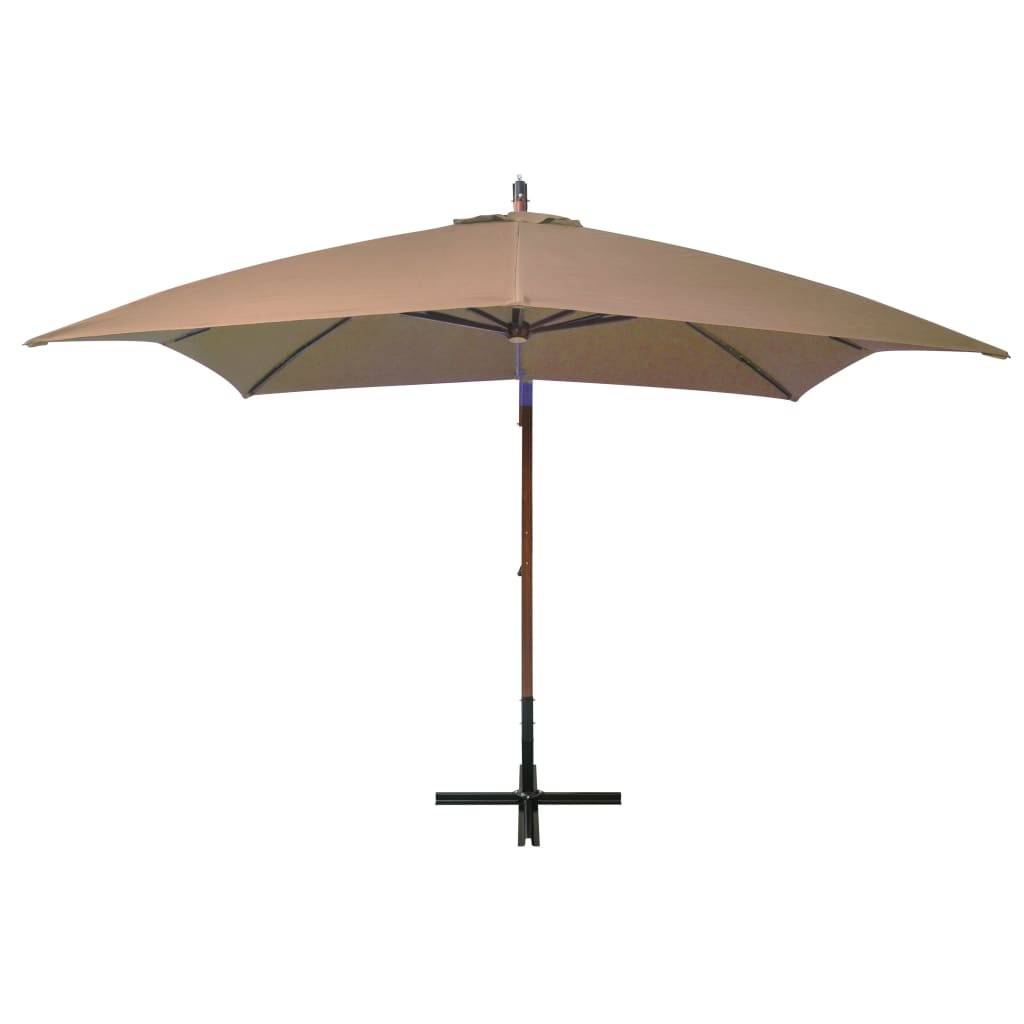 Helloshop26 - Parasol d'extérieur suspendu avec mât 3 x 3 m bois de sapin massif taupe - Image 2