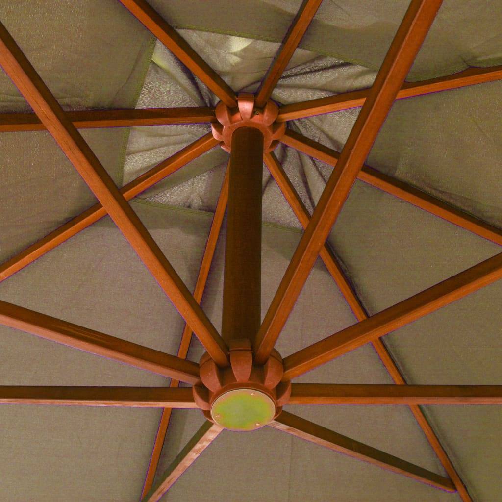 Helloshop26 - Parasol d'extérieur suspendu avec mât 3 x 3 m bois de sapin massif taupe - Image 4