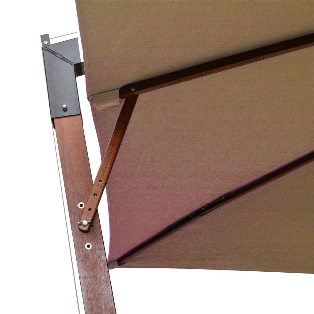 Helloshop26 - Parasol d'extérieur suspendu avec mât 3 x 3 m bois de sapin massif taupe - Image 5