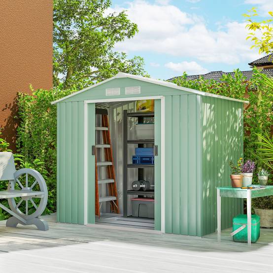 Abri de Jardin 2,5 m² Remise à Outils avec Fondation Porte Verrouillable en Tôle d'Acier - Image 3