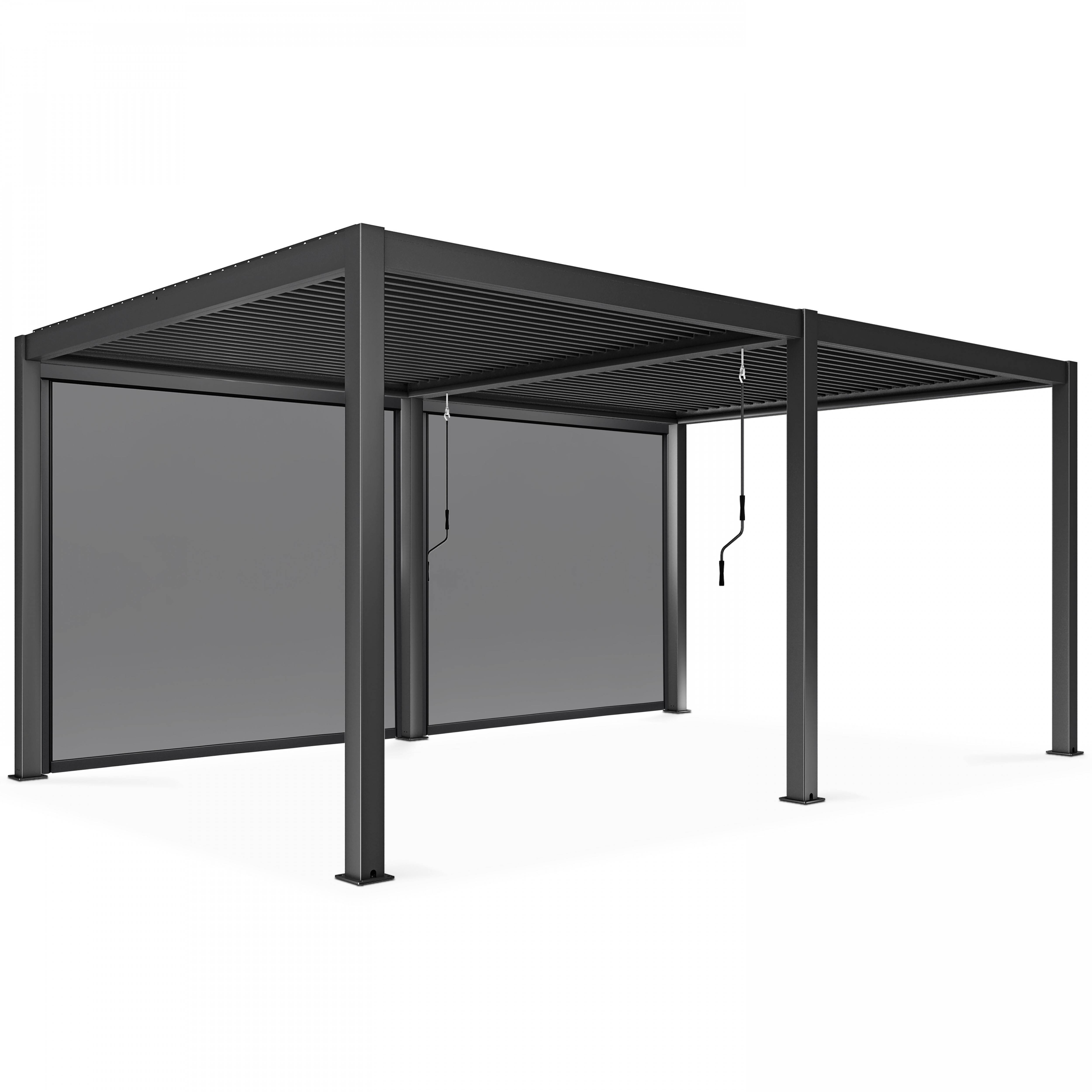 Oviala - Pergola bioclimatique autoportée 3 x 6 m et 2 stores gris Athenes - Oviala - Image 2