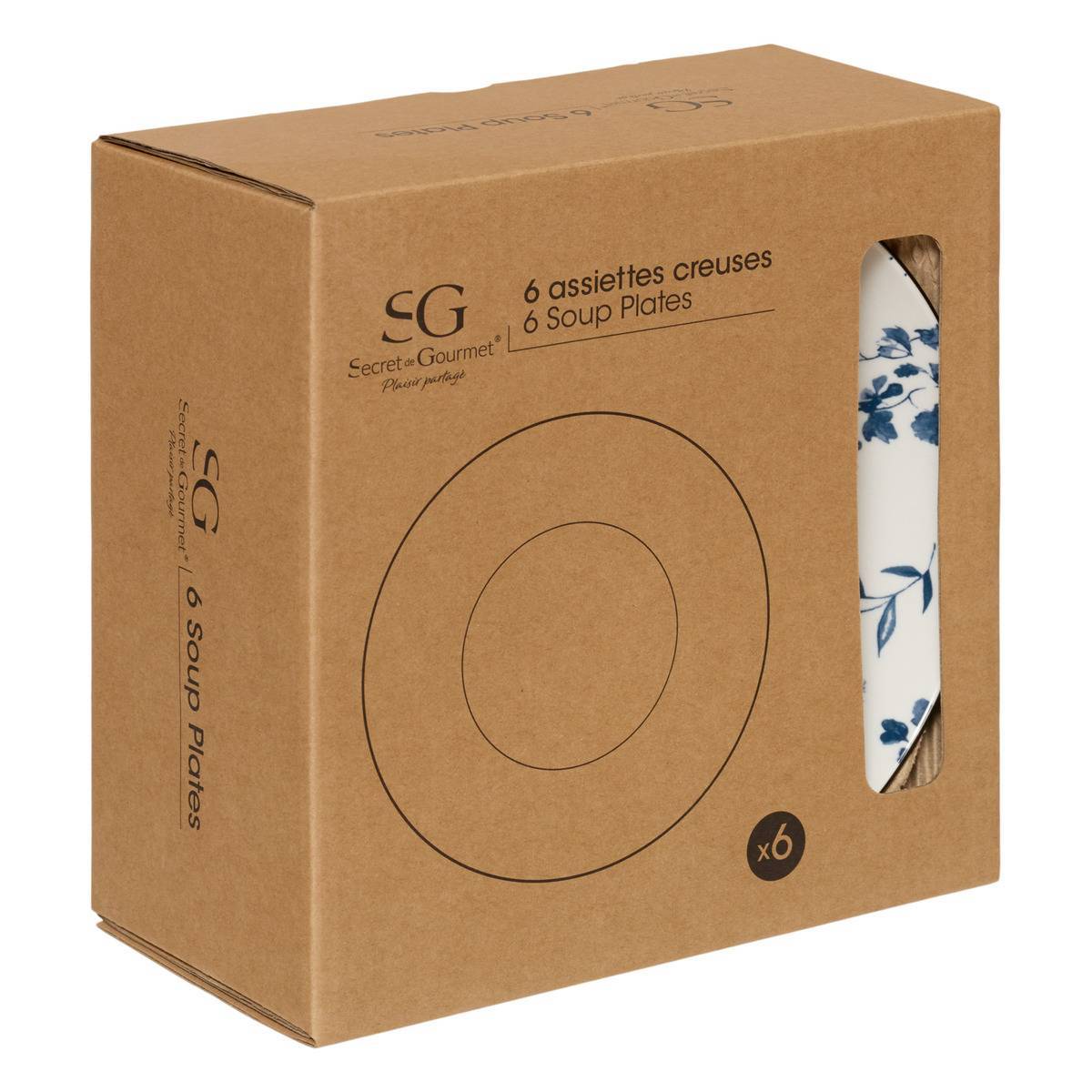 Atmosphera - Lot de 6 Assiette creuse Umami D20 cm fleur bleu - Atmosphera Créateur d'intérieur - Image 3