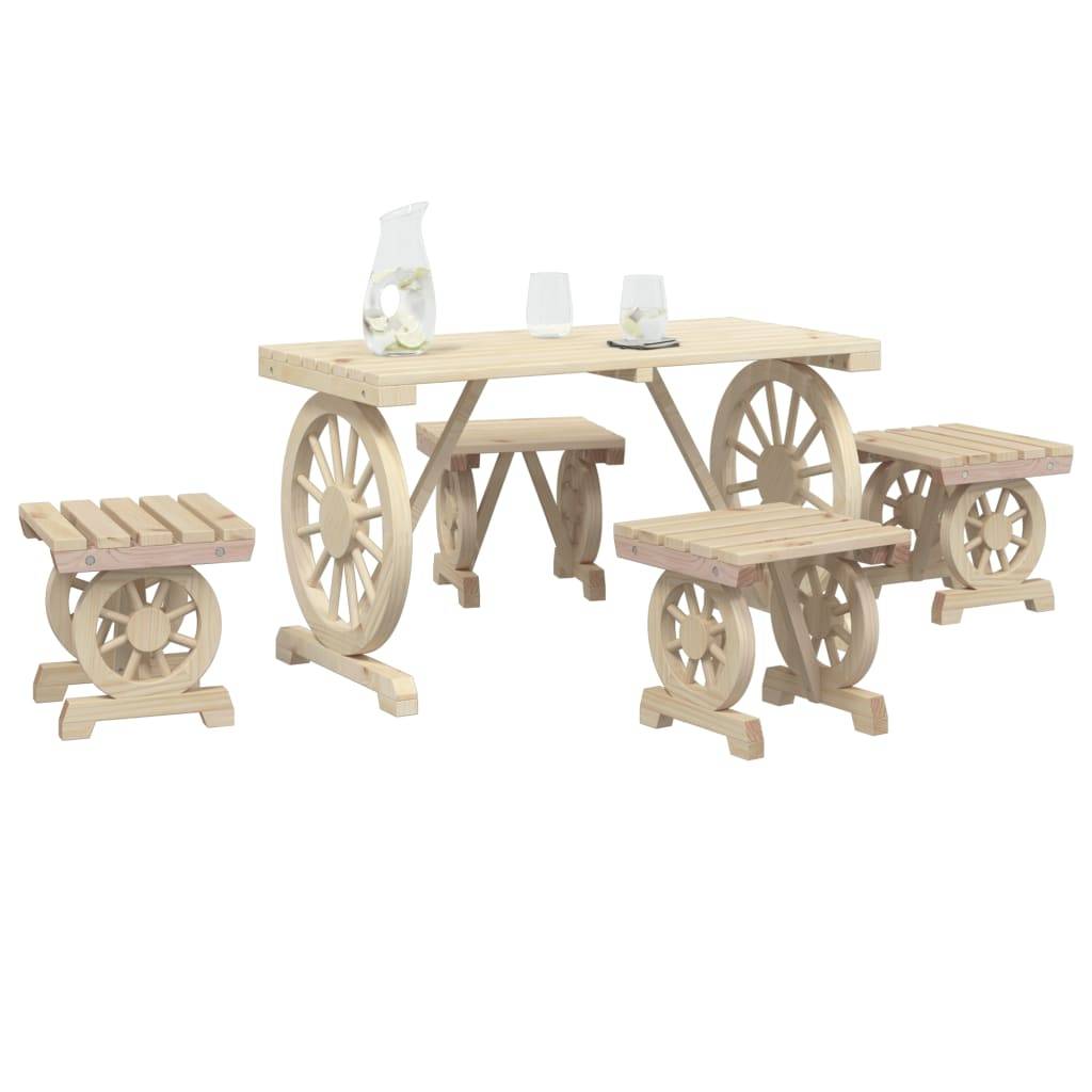 Maison Chic - Ensemble de 5 pcs table de jardin avec chaises - mobilier de jardin bois de sapin massif - Image 3