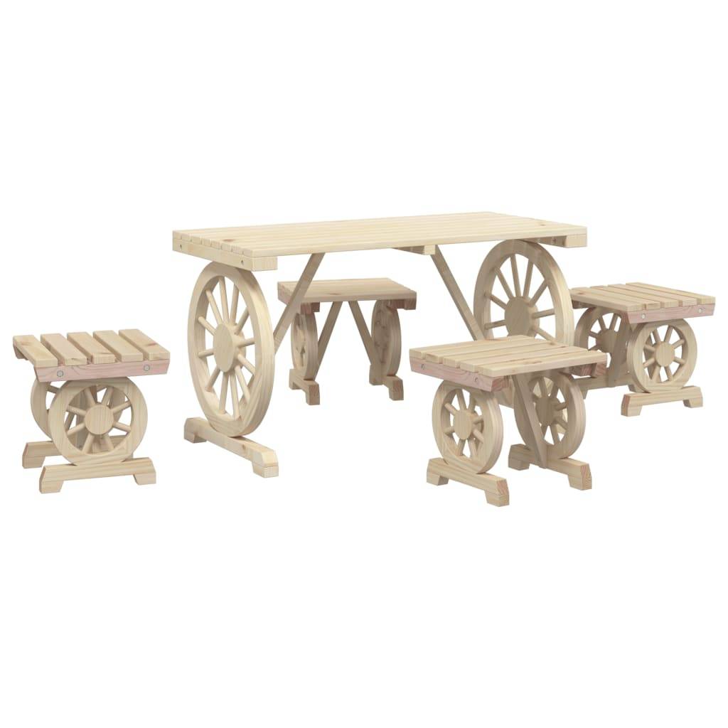 Maison Chic - Ensemble de 5 pcs table de jardin avec chaises - mobilier de jardin bois de sapin massif - Image 1