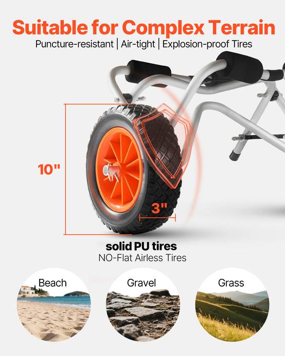 Vevor - VEVOR Chariot de Transport Kayak Paddle Canoë Pliable 113 kg Pneus Plein 25,4 cm - Image 3