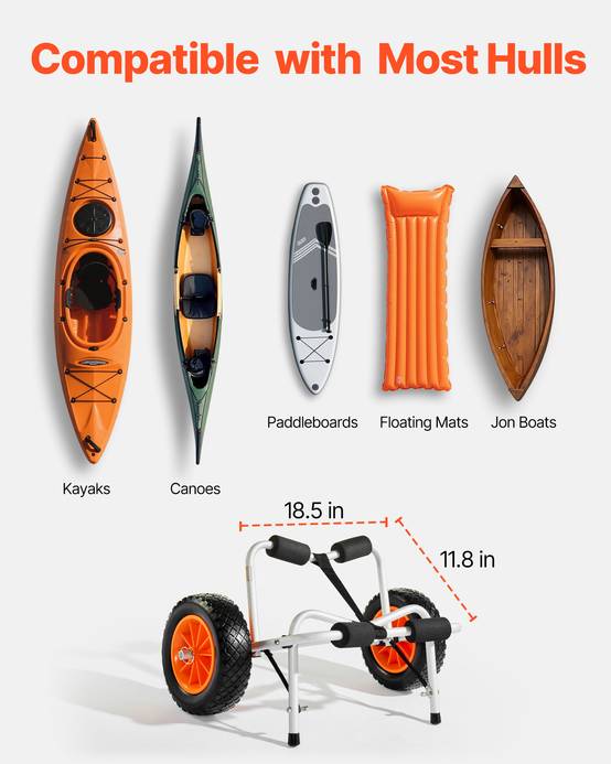 Vevor - VEVOR Chariot de Transport Kayak Paddle Canoë Pliable 113 kg Pneus Plein 25,4 cm - Image 5