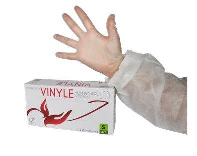 Gant vinyle micro poudre extra large taille 8-9 la boite M - Lot de 4 Colis de 1000 - Mediprotec Promosac