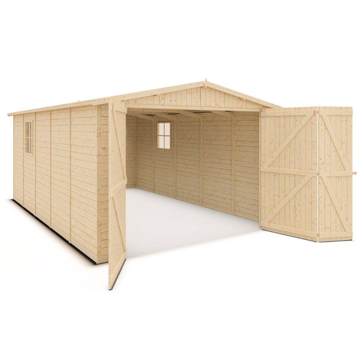 Garage abri voiture bois brut 15 m2 - Image 2