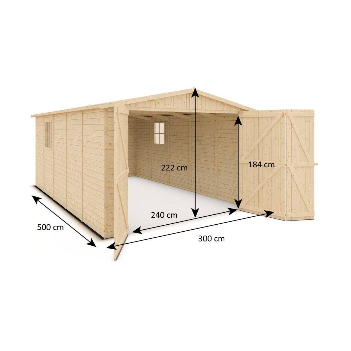 Garage abri voiture bois brut 15 m2 - Image 3