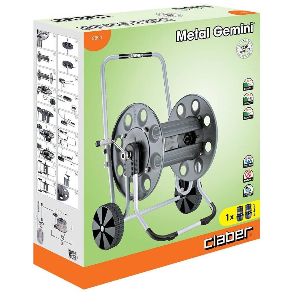 Claber - Enrouleur de tuyau Claber Metal Gemini 8894 pour un tuyau de 60m 3/4". - Image 3