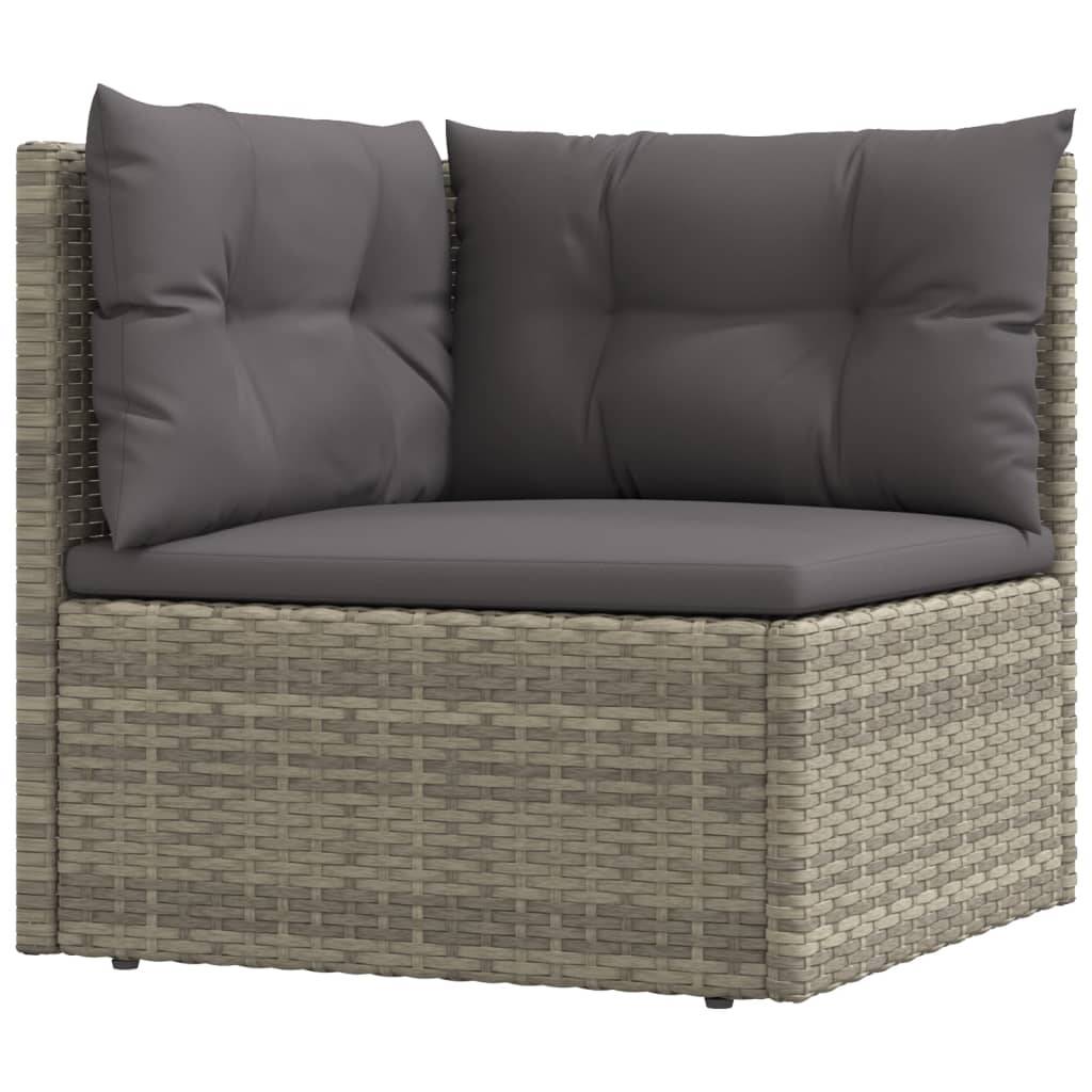 Helloshop26 - Salon de jardin meuble d'extérieur ensemble de mobilier 5 pièces avec coussins gris résine tressée - Image 3