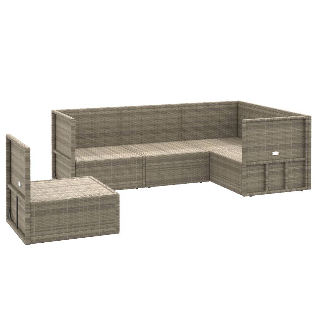 Helloshop26 - Salon de jardin meuble d'extérieur ensemble de mobilier 5 pièces avec coussins gris résine tressée - Image 2