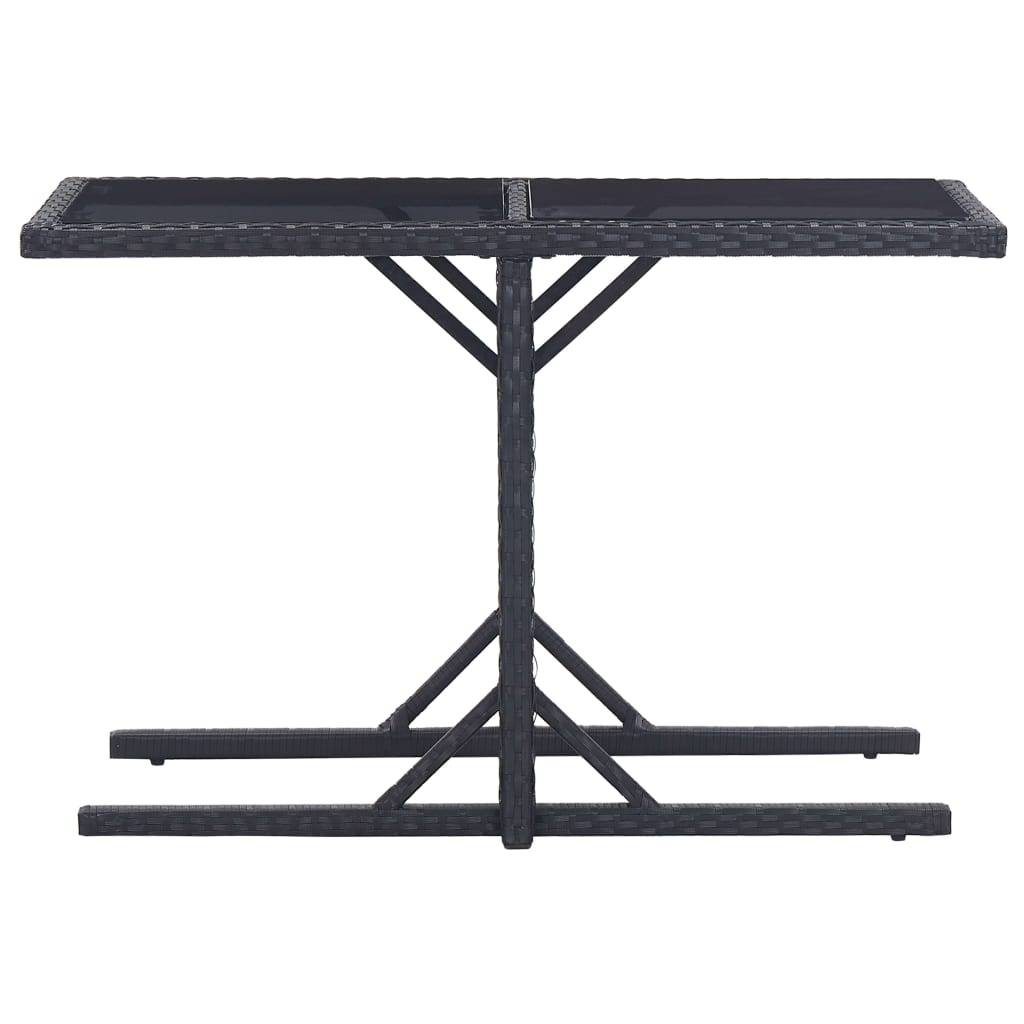 Table de Jardin Rectangulaire Noire en Résine Tressée et Plateau Verre, 4-6 Places, 110x53 cm – ComfortXL Outdoor Living - Image 2
