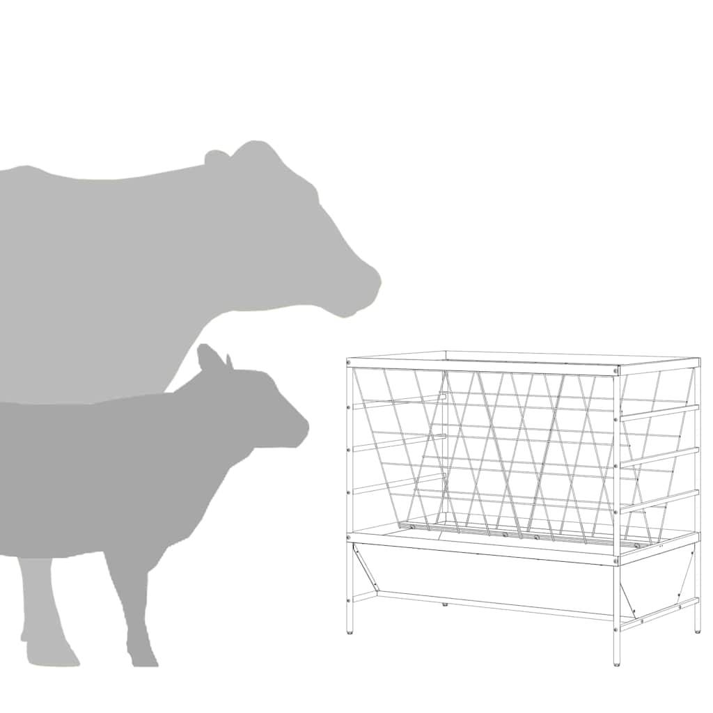 Râtelier Sur Pieds Bétail Acier 15kg Moutons Chèvres Noir - ComfortXL Outdoor Living - Image 9