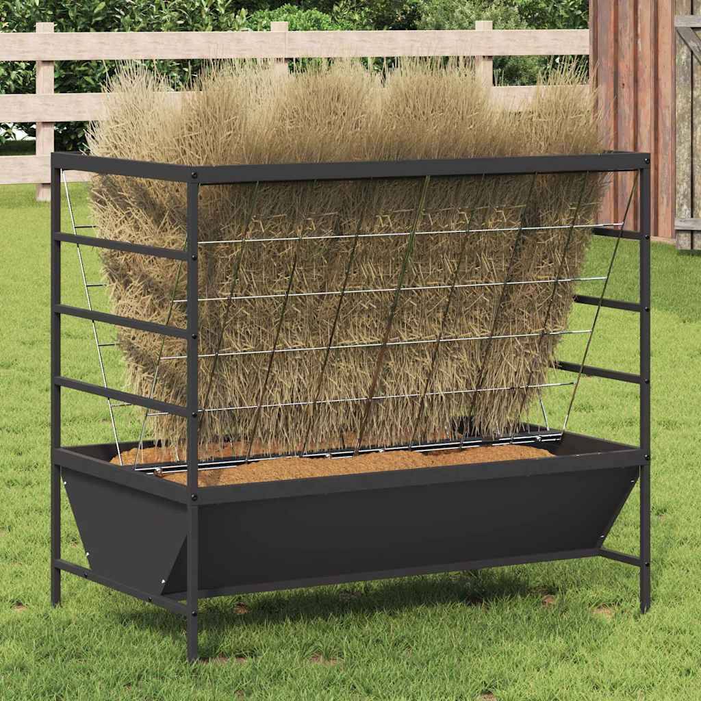 Râtelier Sur Pieds Bétail Acier 15kg Moutons Chèvres Noir - ComfortXL Outdoor Living - Image 1