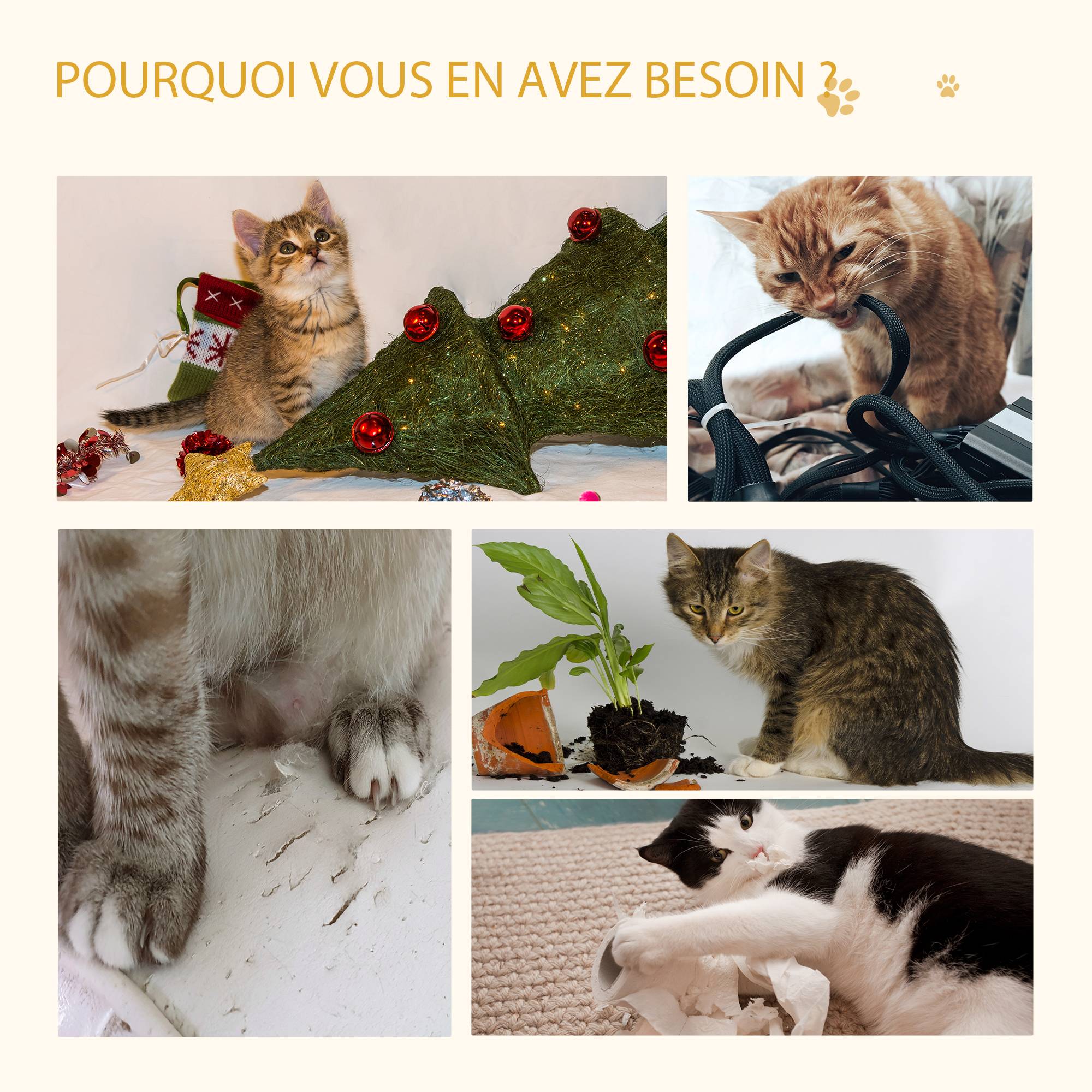 Arbre à chat design bois chêne peluche niche plateforme balle jeu 35x35x81cm - ComfortXL Outdoor Living - Image 8