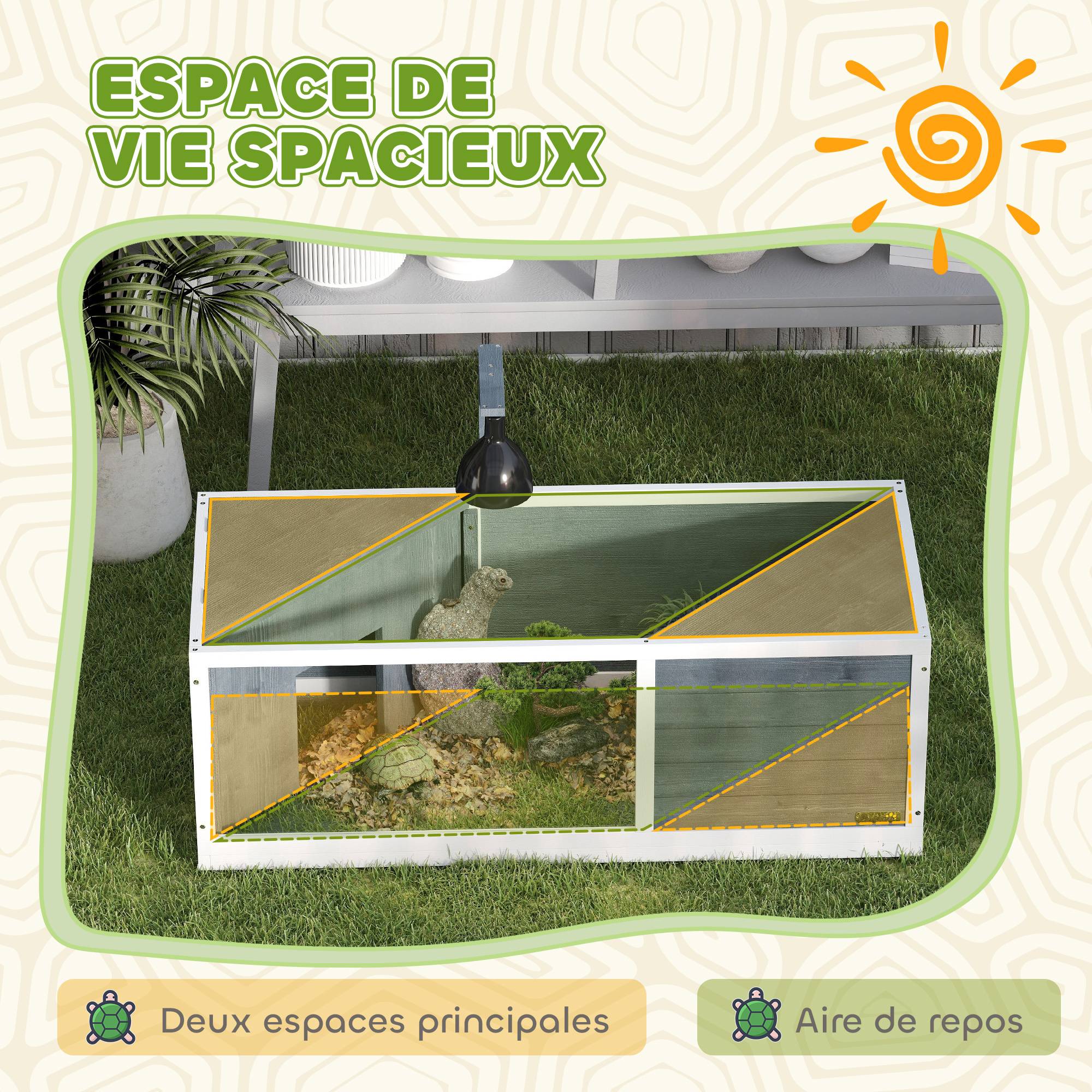 Sans Marque - Maison pour tortues enclos avec toit ouvrant support lampe plateau fenêtre panoramique 120 x 50 x 40 cm gris - Image 6