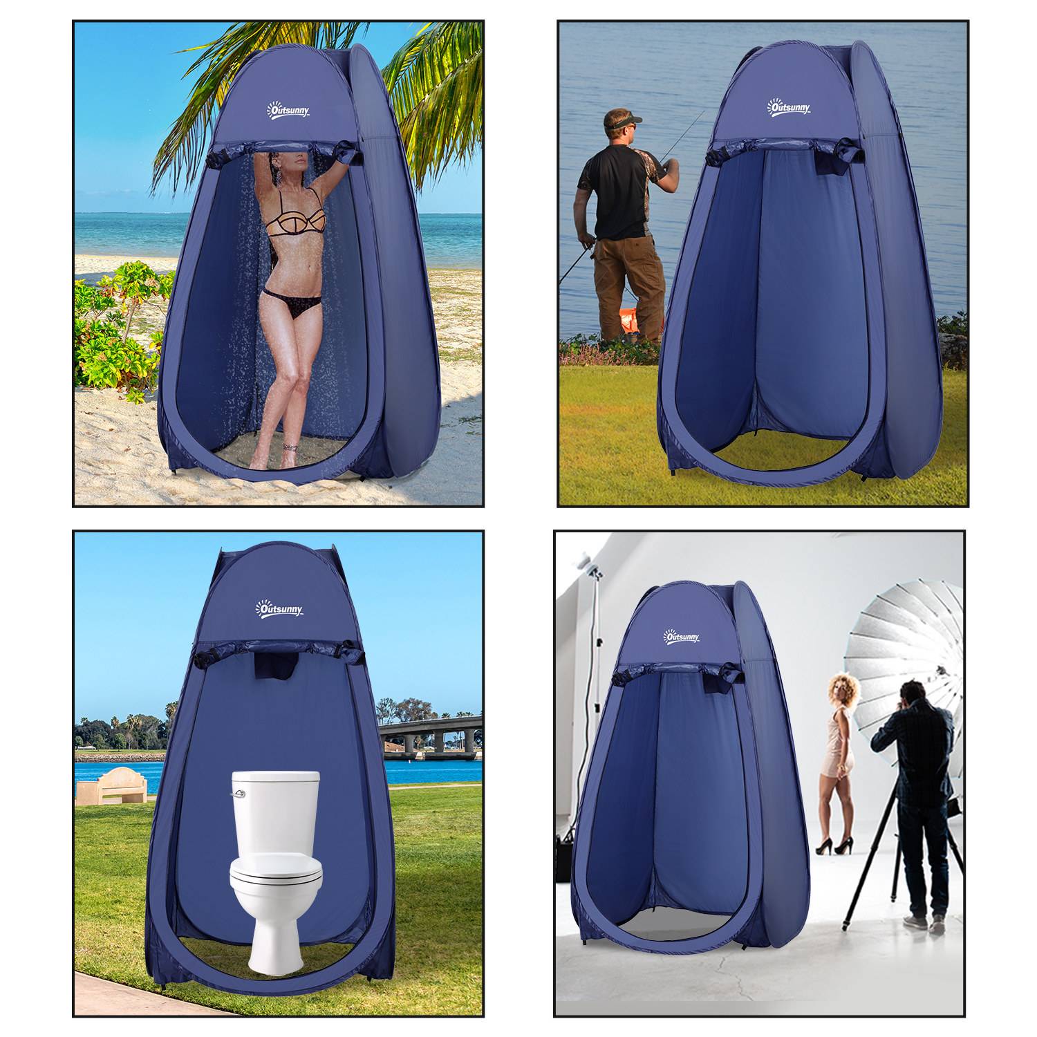 ComfortXL - Tente douche pop-up toile imperméable camping plage intimité UV 100 x 100 x 185 cm turquoise - ComfortXL Outdoor Living - Image 9