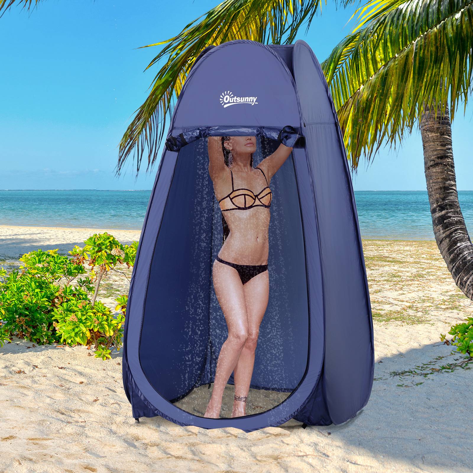 ComfortXL - Tente douche pop-up toile imperméable camping plage intimité UV 100 x 100 x 185 cm turquoise - ComfortXL Outdoor Living - Image 4