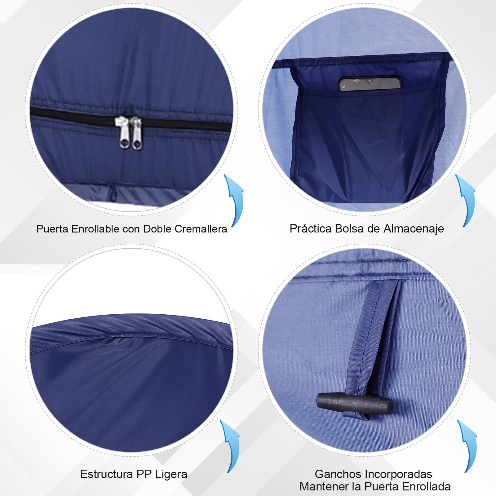 ComfortXL - Tente douche pop-up toile imperméable camping plage intimité UV 100 x 100 x 185 cm turquoise - ComfortXL Outdoor Living - Image 8