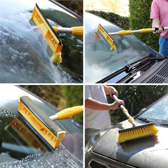 Balai brosse de lavage télescopique voiture 3m multifonctions - Image 2