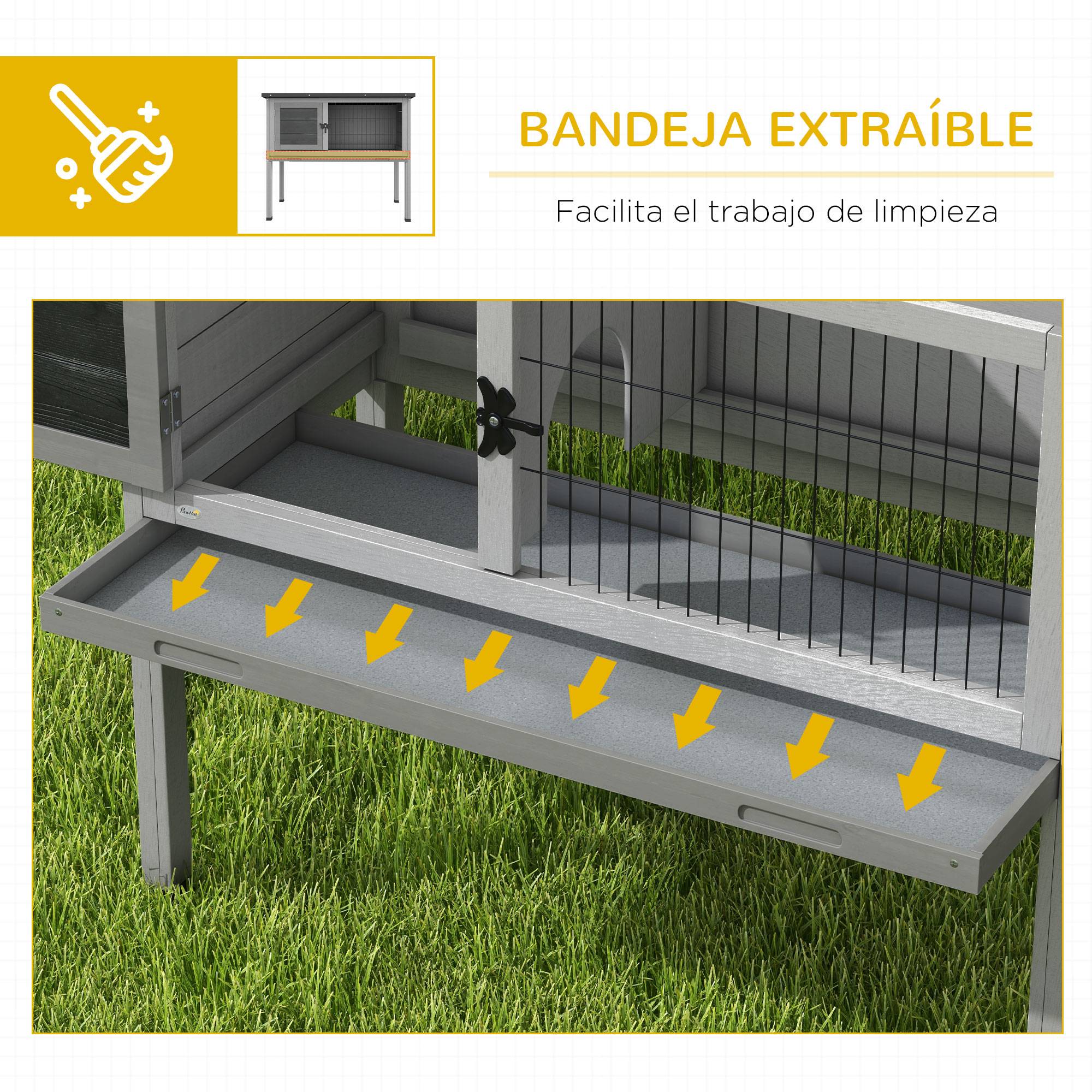 Clapier Extérieur sur Pieds en Bois Toit Bitumé Étanche pour Lapin 84 cm Gris - ComfortXL Outdoor Living - Image 8