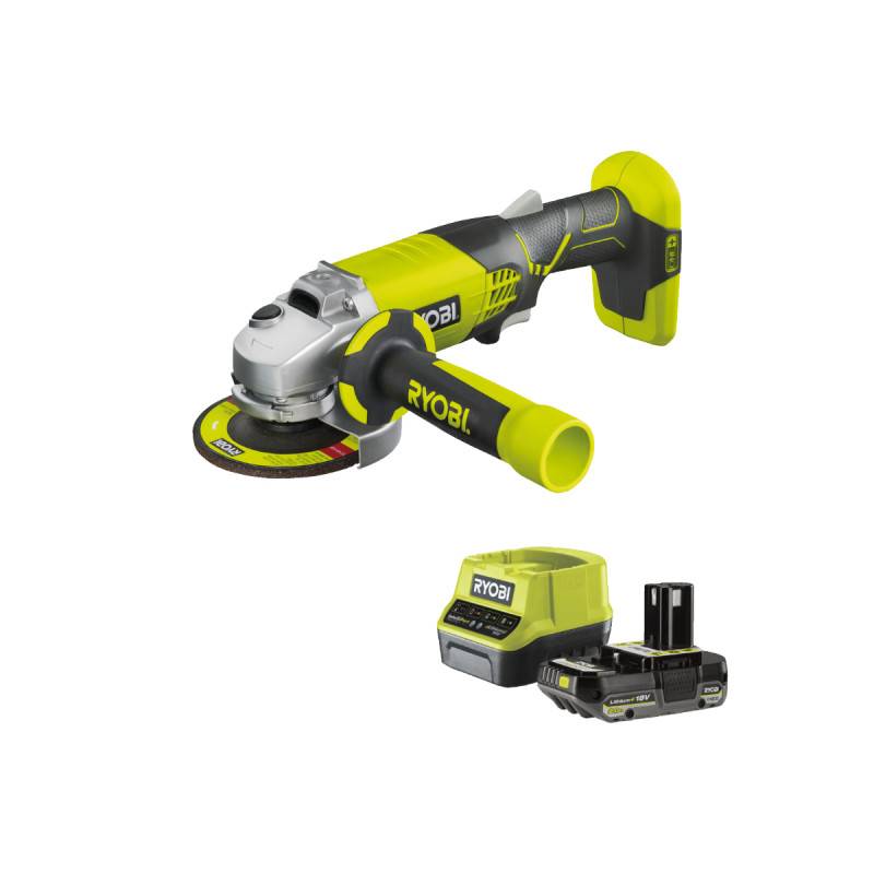 Ryobi - Pack RYOBI Meuleuse d'angle R18AG-0 - 18 V One+ - 1 batterie 2.0Ah - 1 chargeur rapide RC18120-120
