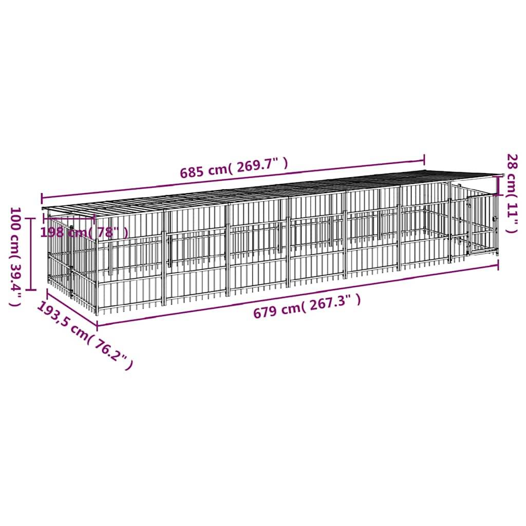 Vidaxl - Chenil d'extérieur avec toit pour chiens Acier 13,14 m² vidaXL 3124612 - Image 8