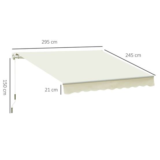 Store Banne Manuel Rétractable 295 x 245 cm avec Manivelle, Angle 45°–85°, Aluminium et Polyester 280 g/m², Terrasse/Balcon, Crème - Image 5
