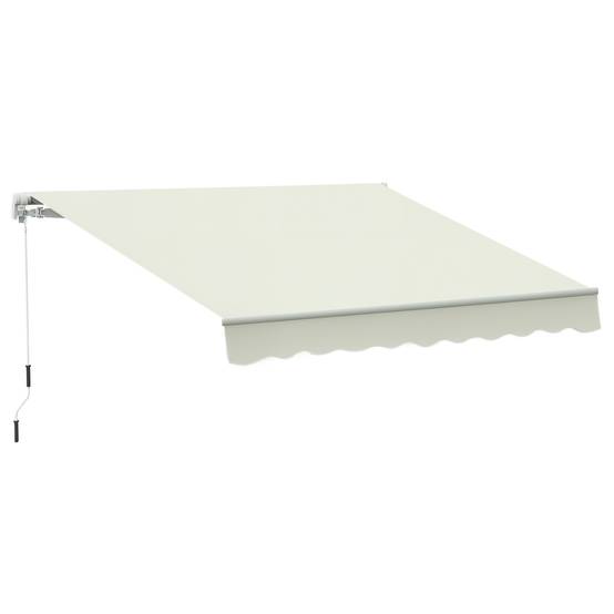 Store Banne Manuel Rétractable 295 x 245 cm avec Manivelle, Angle 45°–85°, Aluminium et Polyester 280 g/m², Terrasse/Balcon, Crème - Image 1