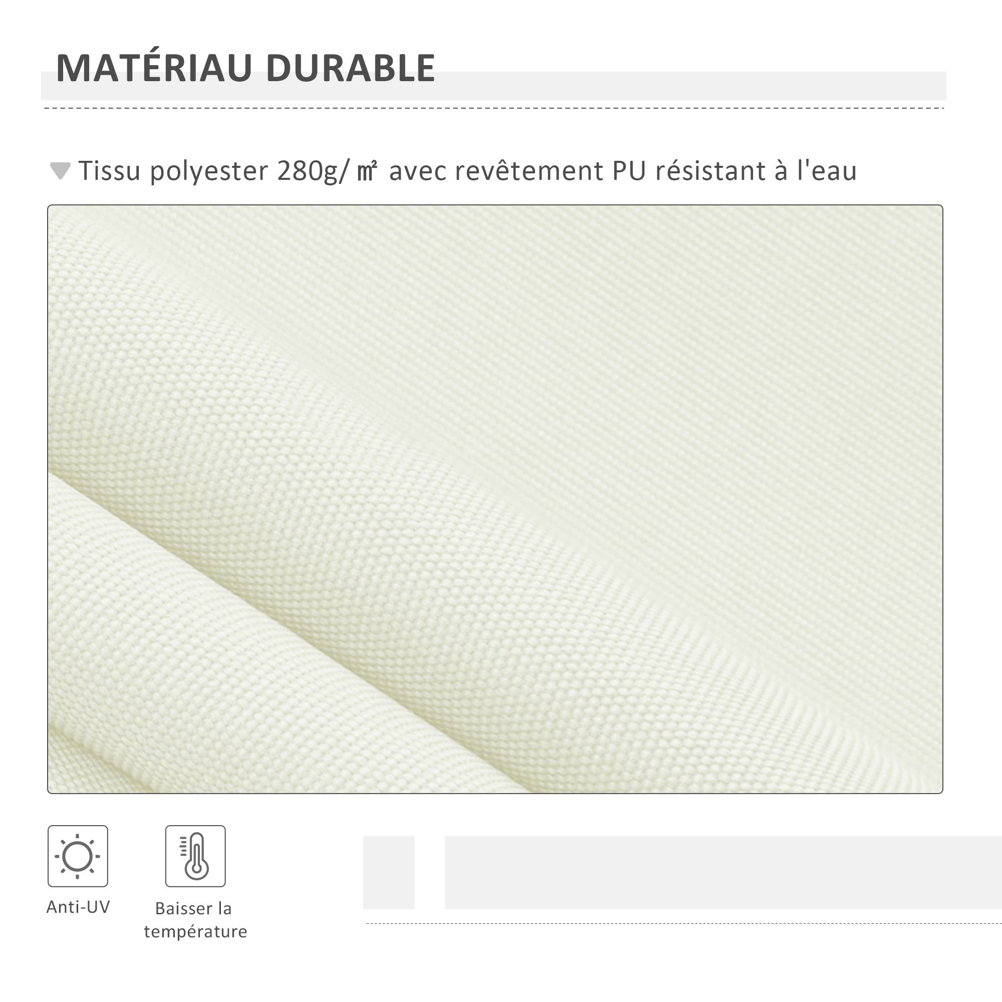 Store Banne Manuel Rétractable 295 x 245 cm avec Manivelle, Angle 45°–85°, Aluminium et Polyester 280 g/m², Terrasse/Balcon, Crème - Image 6