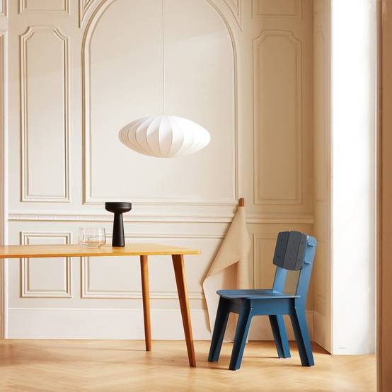 SoBuy Chaise Confortable Ergonomique avec Structure en Bois à Tenons et Mortaises Bleue - Image 2