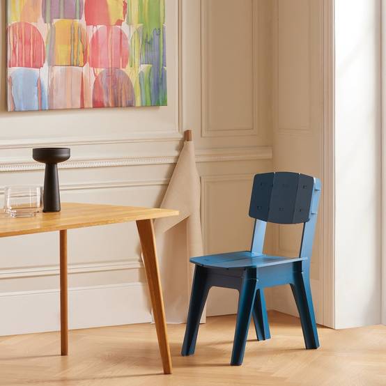 SoBuy Chaise Confortable Ergonomique avec Structure en Bois à Tenons et Mortaises Bleue - Image 10