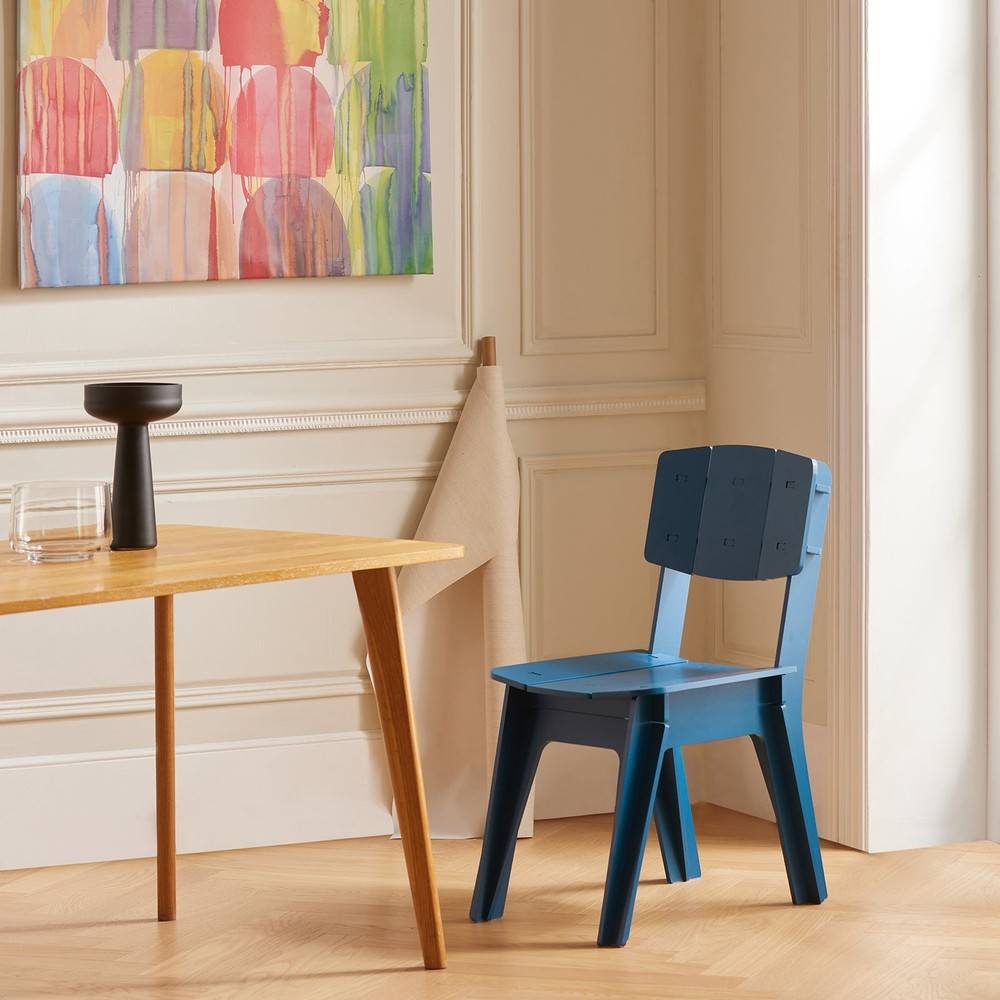 SoBuy Chaise Confortable Ergonomique avec Structure en Bois à Tenons et Mortaises Bleue - Image 10