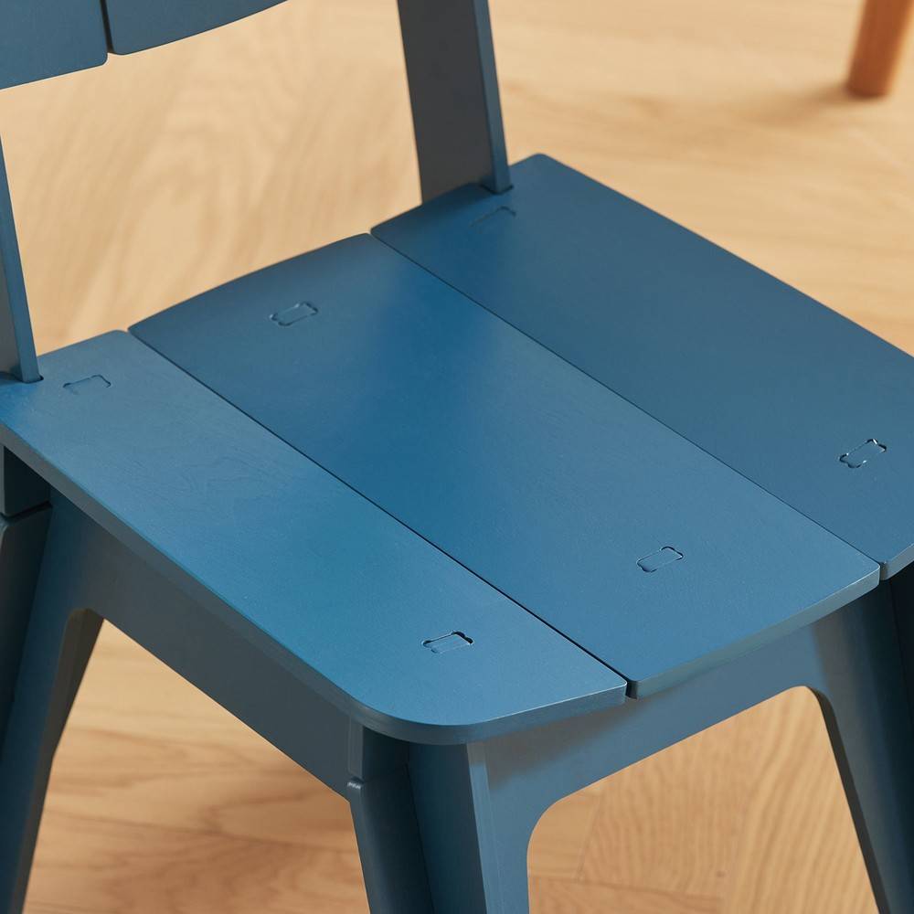 SoBuy Chaise Confortable Ergonomique avec Structure en Bois à Tenons et Mortaises Bleue - Image 4