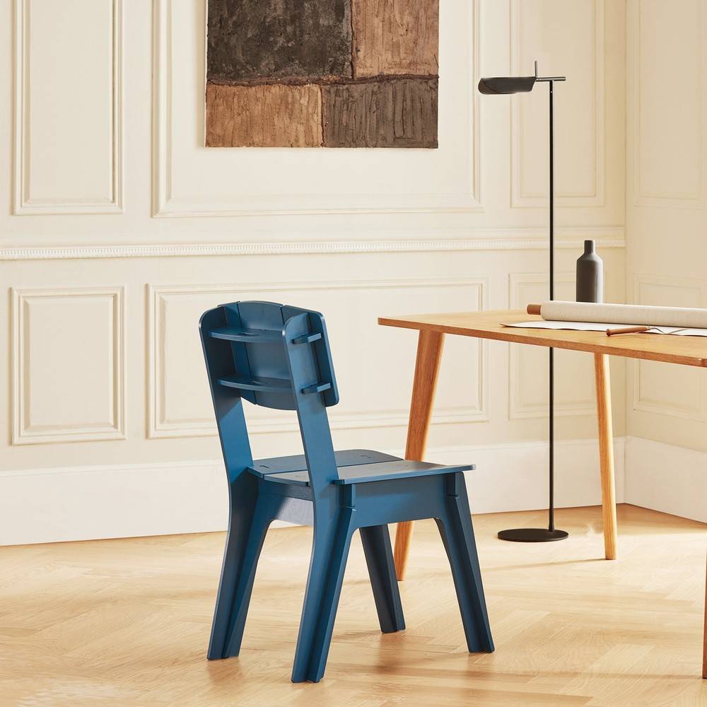 SoBuy Chaise Confortable Ergonomique avec Structure en Bois à Tenons et Mortaises Bleue - Image 8