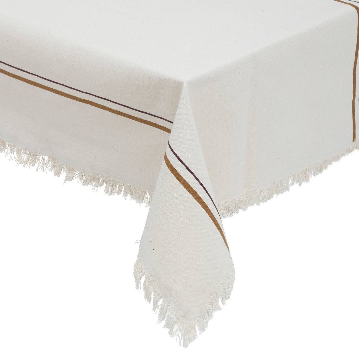 Nappe en coton Beige, Cannelle et Violet 150 x 250 cm - Image 1